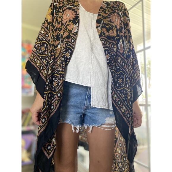 Free People Magic Dance Border Floral Boho Duster Kimono One Size - Picture 1 of 6